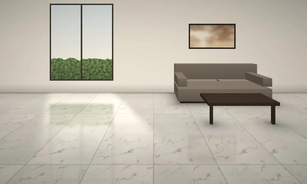 Ivory Statuario GVT in a living room (illustration)